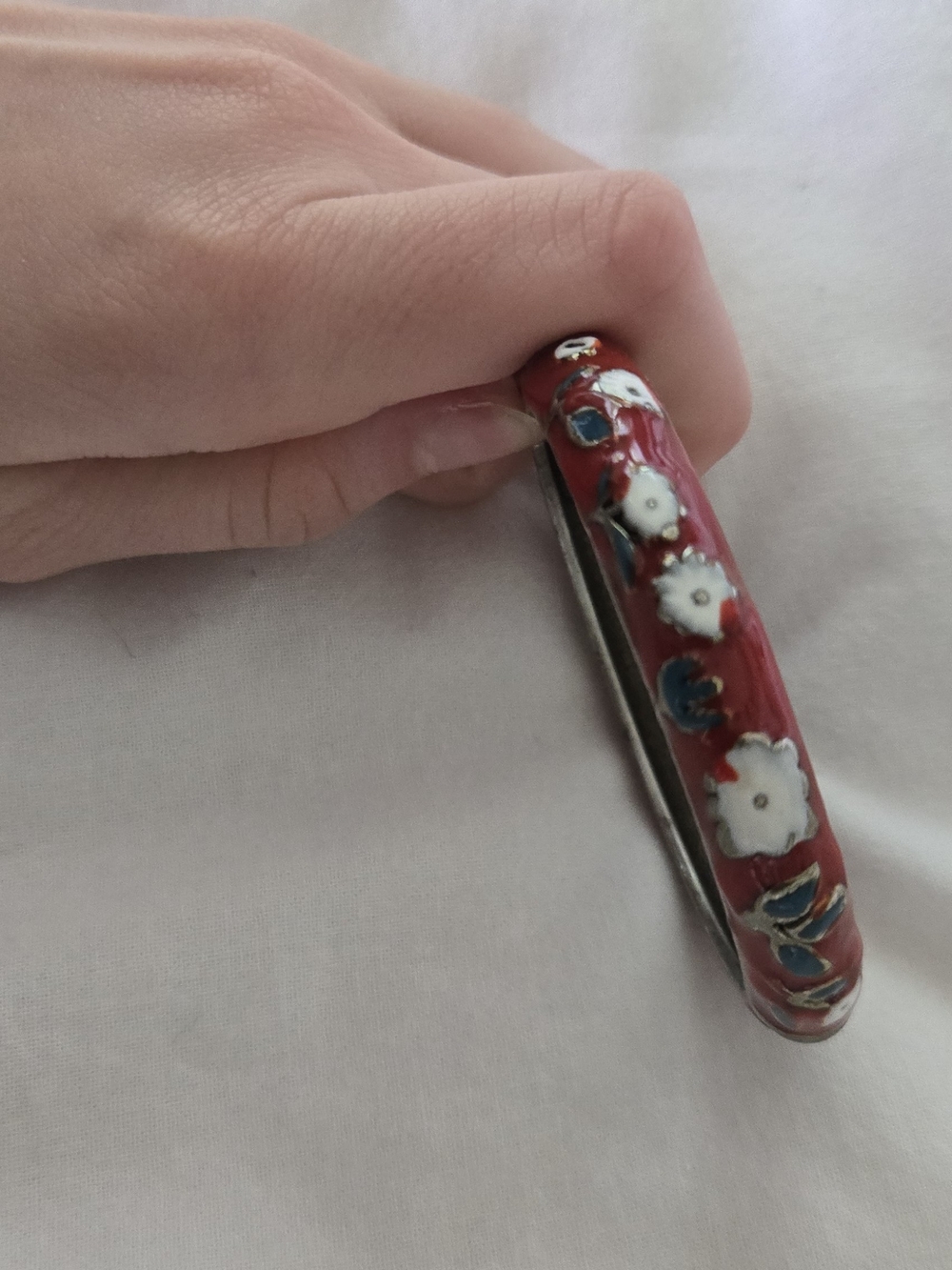 Red Floral Cloisonné Bangle Bracelet - Women Jewelry